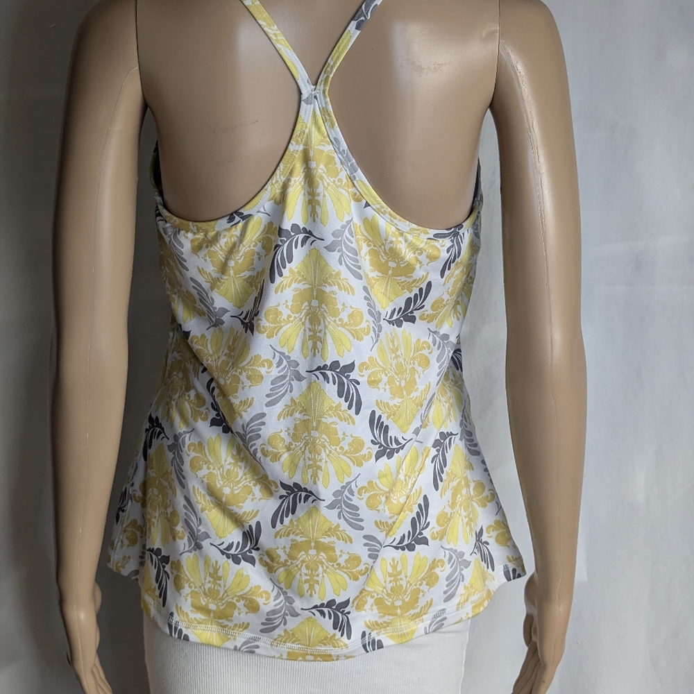 Nordic Track yoga racerback yellow and gray aline top sz L